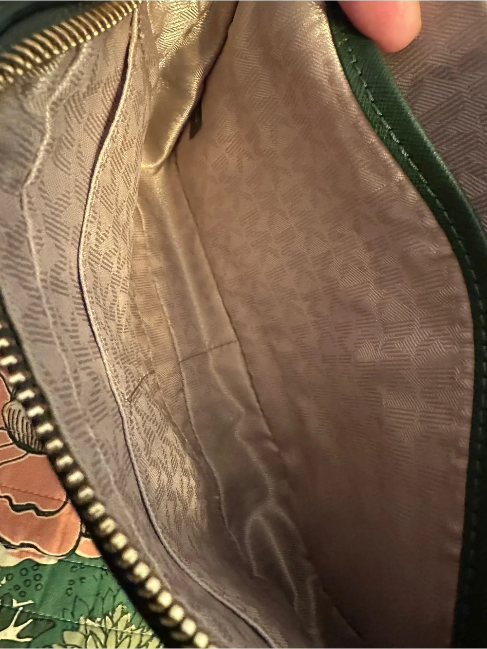 MICHAEL KORS Dark Green Saffiano Crossbody with Gold Chain